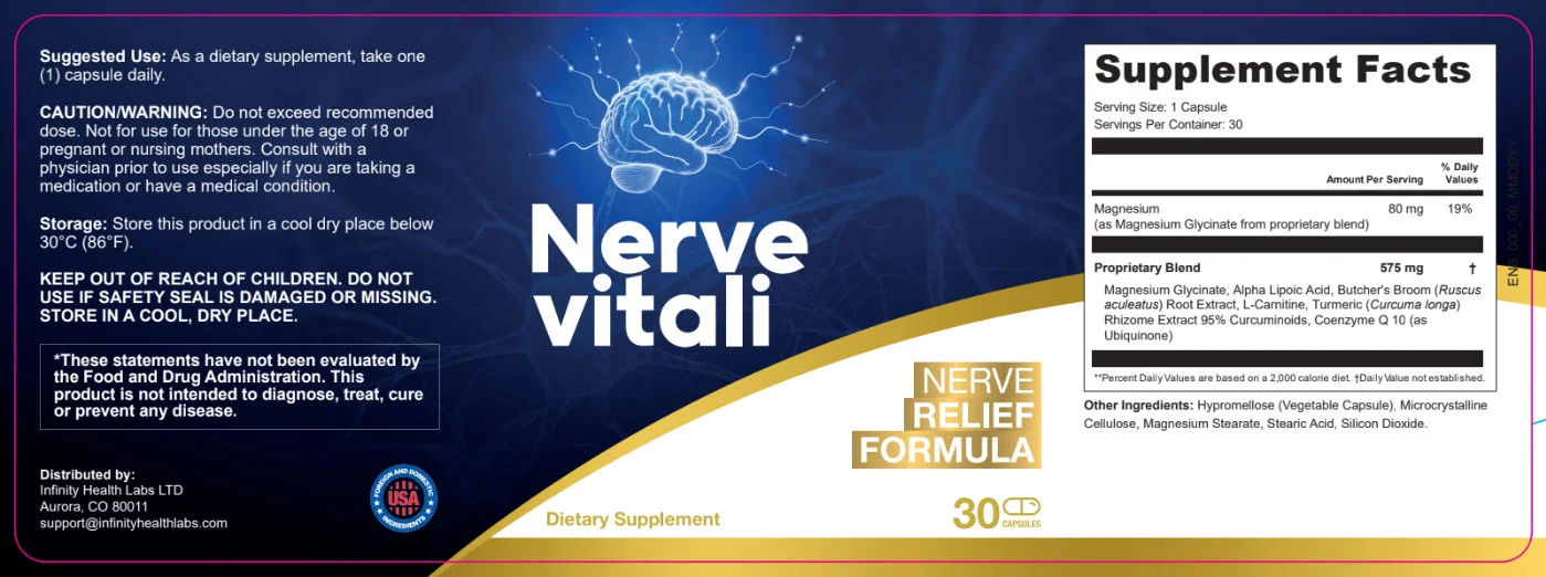 NerveVitali supplement facts label