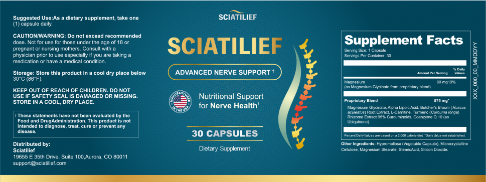 Sciatilief supplement facts label